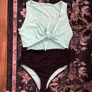 ASOS One Piece Swimsuit - Mint and Black